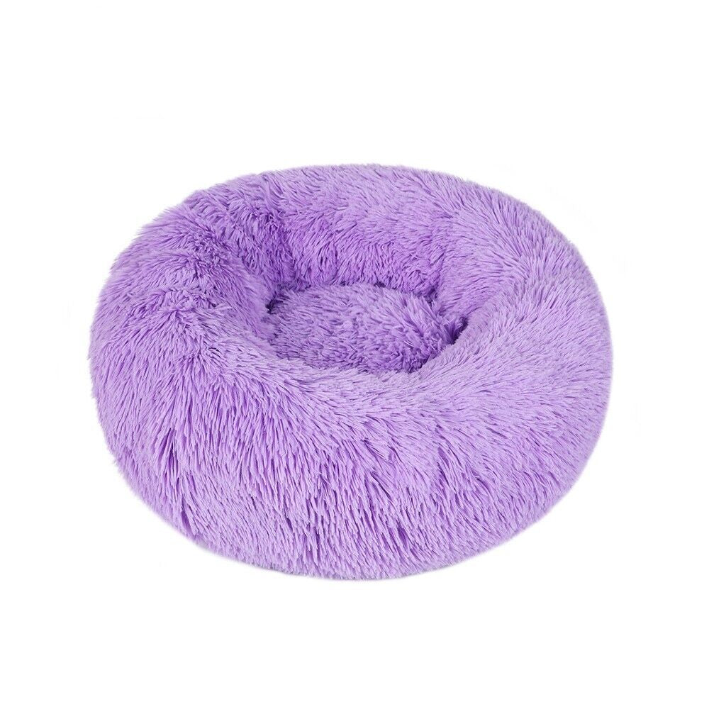 Premium Donut Plush Pet Dog Cat Bed Fluffy Soft Warm Calming Bed Sleeping Nest