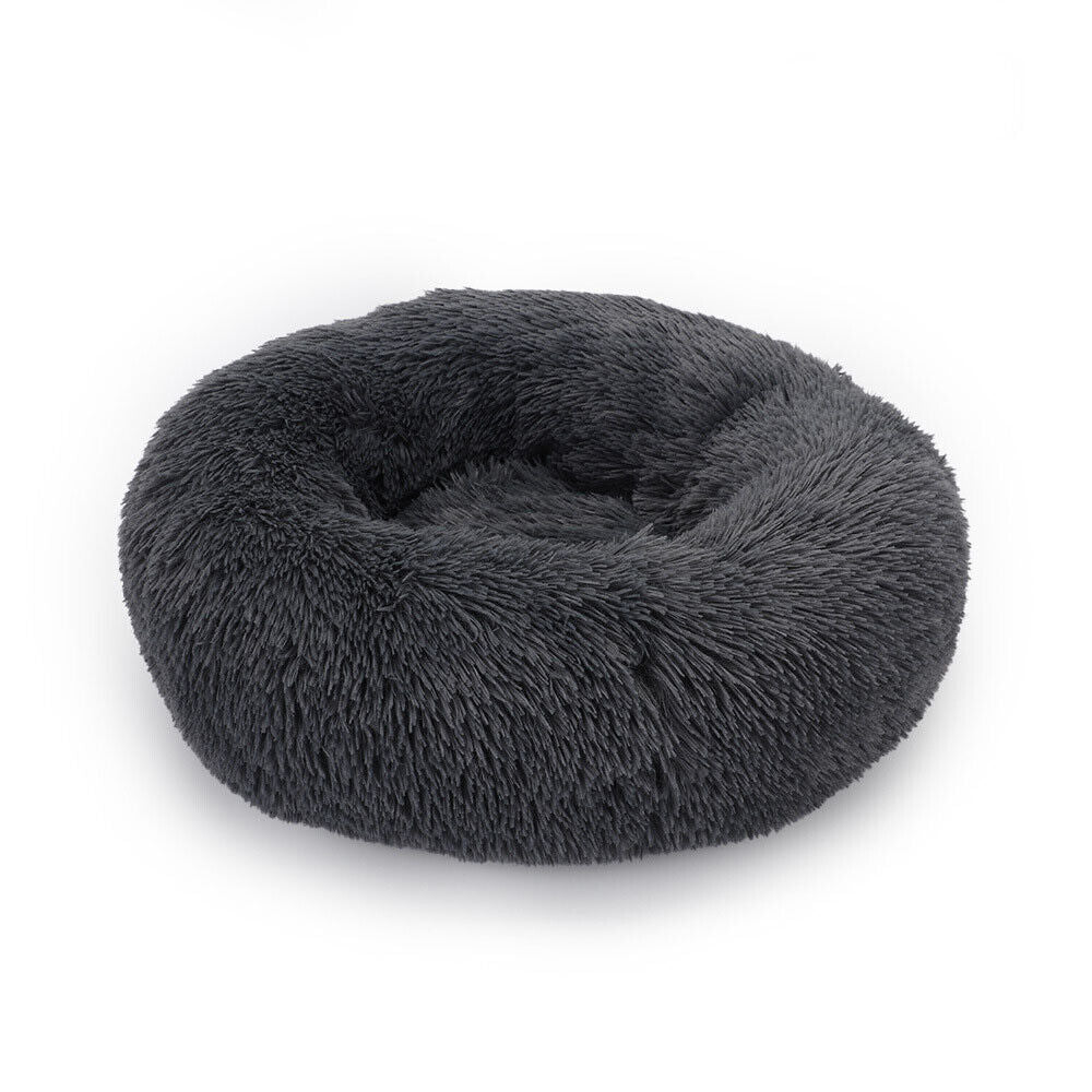 Premium Donut Plush Pet Dog Cat Bed Fluffy Soft Warm Calming Bed Sleeping Nest