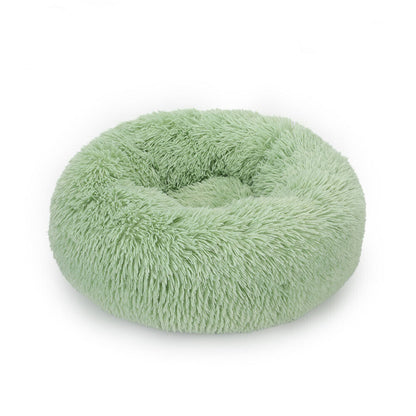 Premium Donut Plush Pet Dog Cat Bed Fluffy Soft Warm Calming Bed Sleeping Nest