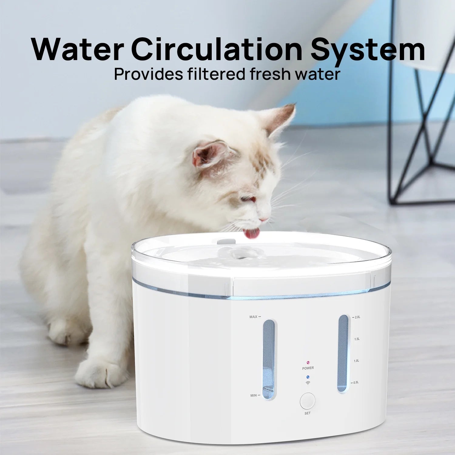 Cat Water Fountain, 68Oz/2L Smart Pet Water Fountain, Ultra Quiet Automatic Cat Water Dispenser, Easy to Clean and Assemble, APP Control, More Feeding Mode, Water Level Alarm