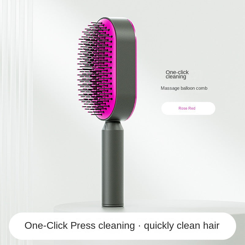 Self Cleaning Hair Brush for Women Massage Scalp Promote Blood Circulation anti Hair Loss 3D Hair Growth Comb Hairbrush Self-Cleaning Hair Brush 3D Air Cushion Massager Brush Airbag Massage Comb B