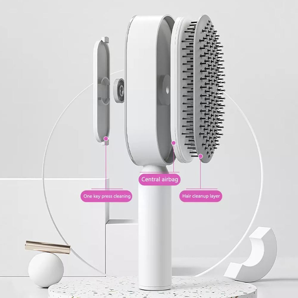 Self Cleaning Hair Brush for Women Massage Scalp Promote Blood Circulation anti Hair Loss 3D Hair Growth Comb Hairbrush Self-Cleaning Hair Brush 3D Air Cushion Massager Brush Airbag Massage Comb B