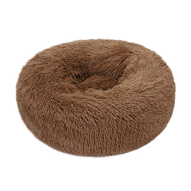 Premium Donut Plush Pet Dog Cat Bed Fluffy Soft Warm Calming Bed Sleeping Nest