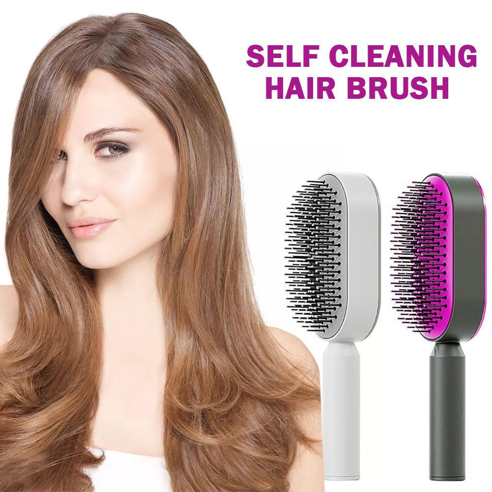 Self Cleaning Hair Brush for Women Massage Scalp Promote Blood Circulation anti Hair Loss 3D Hair Growth Comb Hairbrush Self-Cleaning Hair Brush 3D Air Cushion Massager Brush Airbag Massage Comb B